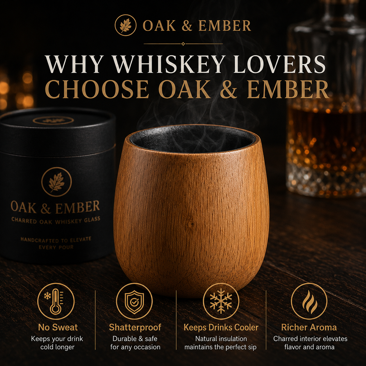 The Charred Oak Whiskey Glass