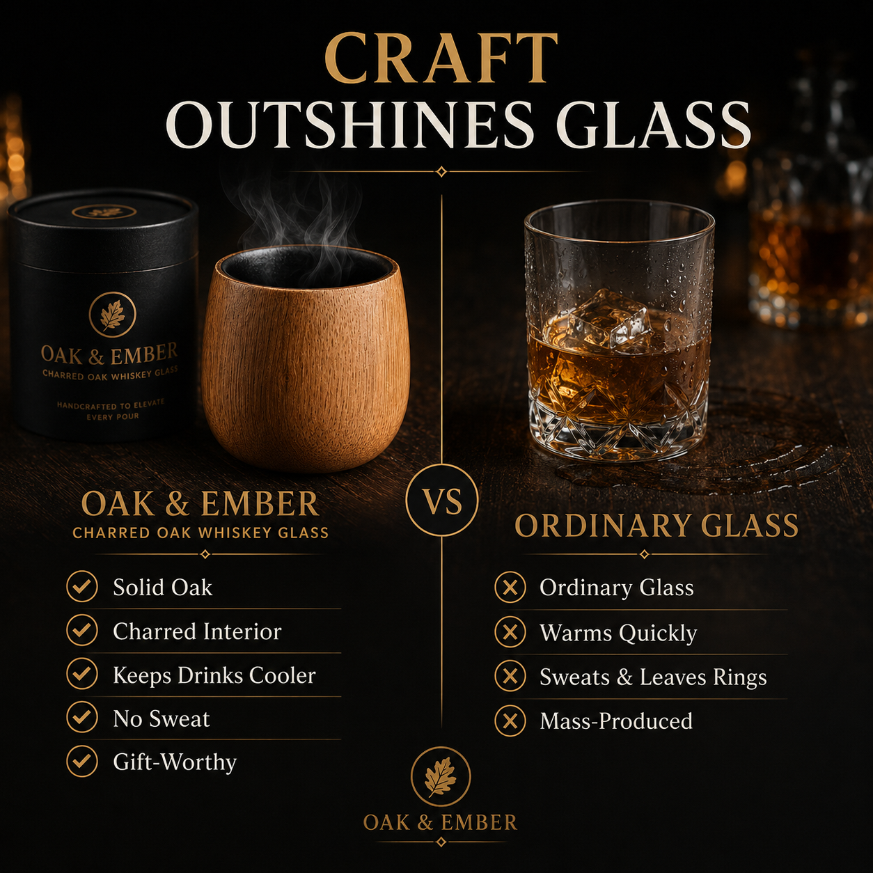 The Charred Oak Whiskey Glass