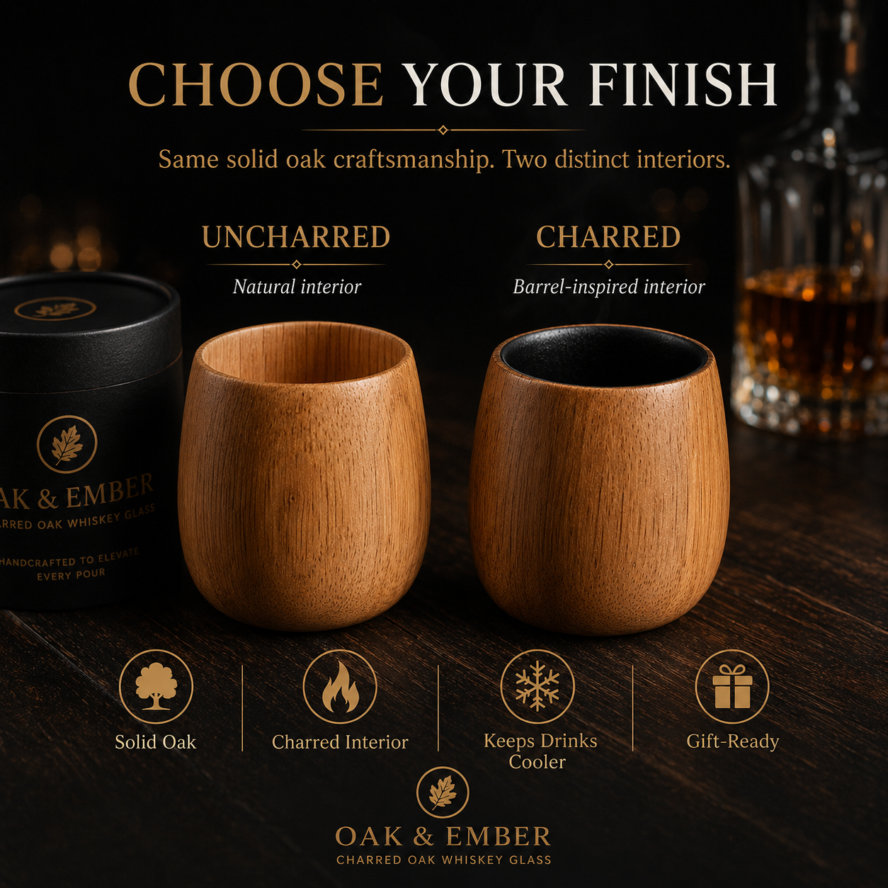 The Charred Oak Whiskey Glass